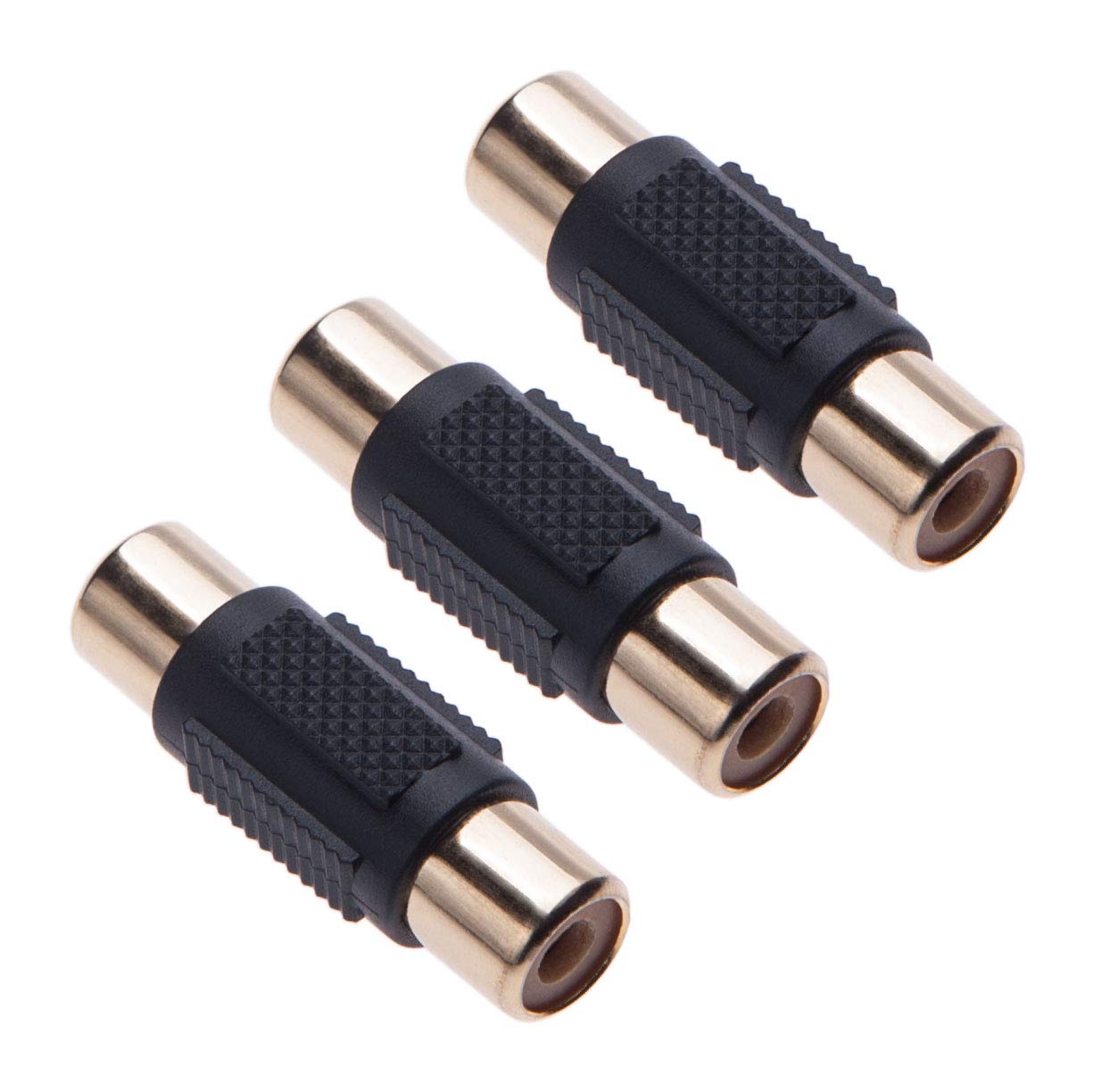 Keple RCA Phono Coupler Adapter RCA Female to Female Connector Extension Lead Sound Cable Audio Adapter for Turntable, Record Player, CD, MP3, DAC, Receiver, Amplifier (3 pack)