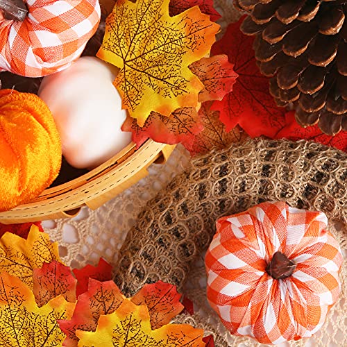 HiPatio Artificial Pumpkins, 8 Pcs Fake Pumpkins Faux Harvest Pumpkins for Thanksgiving Party Halloween Holiday Decorations