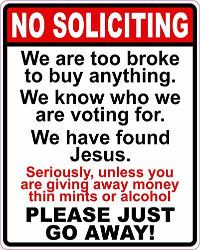 No Soliciting Go Away Vinyl Sticker Decal Sign FunnyFREE DOMESTIC SHIPPING