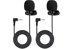 Kinizuxi 2 Pack Lavalier Lapel Microphone, Portable Collar Clip Mic Compatible with iPhone Android Smartphone Amplifier Podcast PC/Laptop, Hands Free Mic Recording Mic for YouTube,Interview,Video