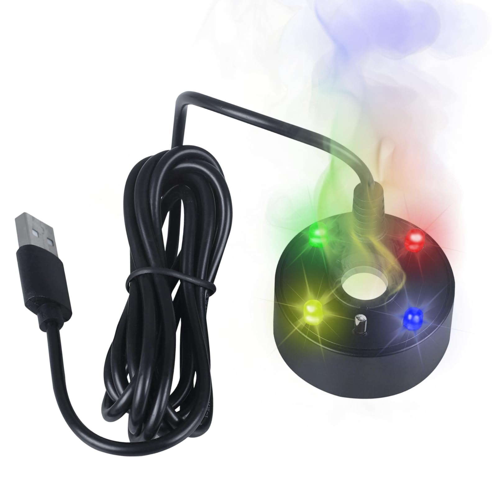 DONGKER Mist Maker, 5W USB 4 LED Colour Changing Mister Fogger 5V Water Fountain Pond Fog Machine Atomizer for Halloween, Christmas Holiday Party,Rockery, Yard Outdoor