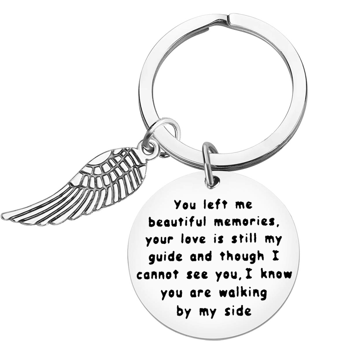 Huwujiu Memorial Gifts Sympathy Keyring You Left Me Beautiful Memories Your Love is Still My Guide Keyring Sympathy Gifts Remembrance Gifts In Memory of Loved Gifts