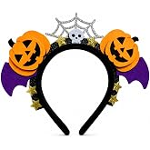 BUITVOZE Halloween Headband for Women, Pumpkin Bat Costume Hair Accessory | Halloween headband with pumpkins, bats, skull, spiderweb & stars, a spooky costume accessory for parties, cosplay and photos.