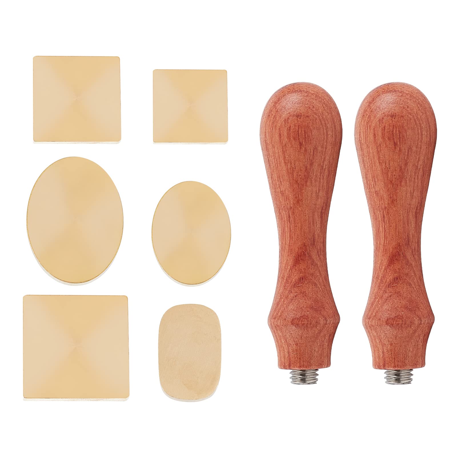 CRASPIRE Brass Blank Wax Sealing Stamp Set, 6PCS Removable Sealing Brass Stamp Head with 2PCS Wooden Handle Wax Seal Stamp Kit for Invitations Cards Letters Gift Packages