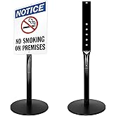 STANDNEE Parking Sign Post Heavy Duty 49" Movable Sign Stand, Cast Iron Base (Black-40Lbs-2Pack)