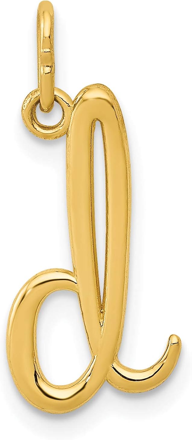 Amazon Com 14k Yellow Gold Lowercase Cursive Style Letter D Initial Charm 15x7mm Jewelry