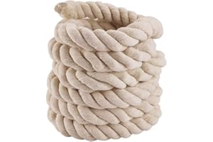 Faxco 10ft Natural Twisted Cotton Rope Strong Triple-Strand Rope for Sports, Crafts, Indoor Outdoor Use Tug of War Rope