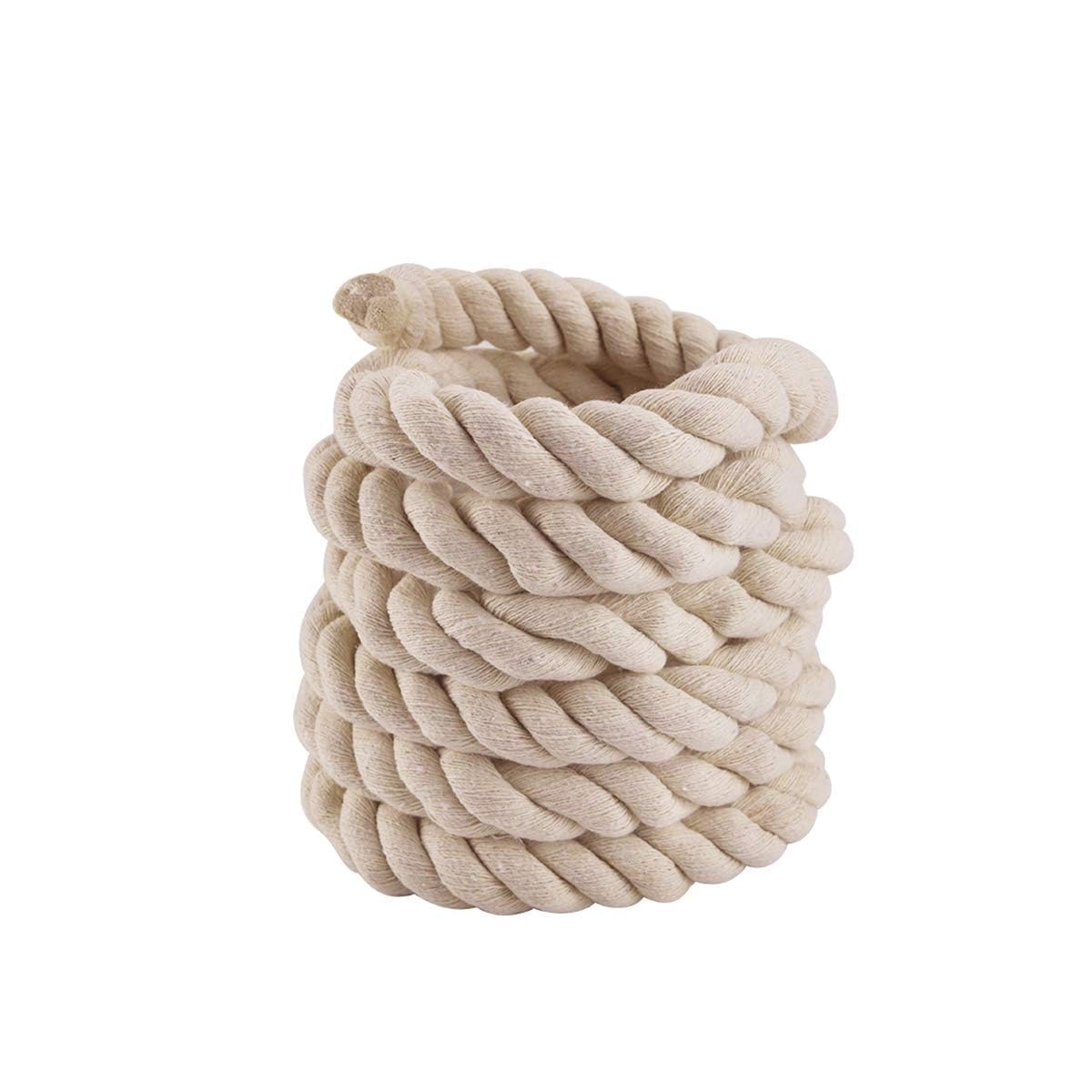 Faxco 10ft Natural Twisted Cotton Rope for Sports, Crafts, Indoor Outdoor Use Tug of War Rope