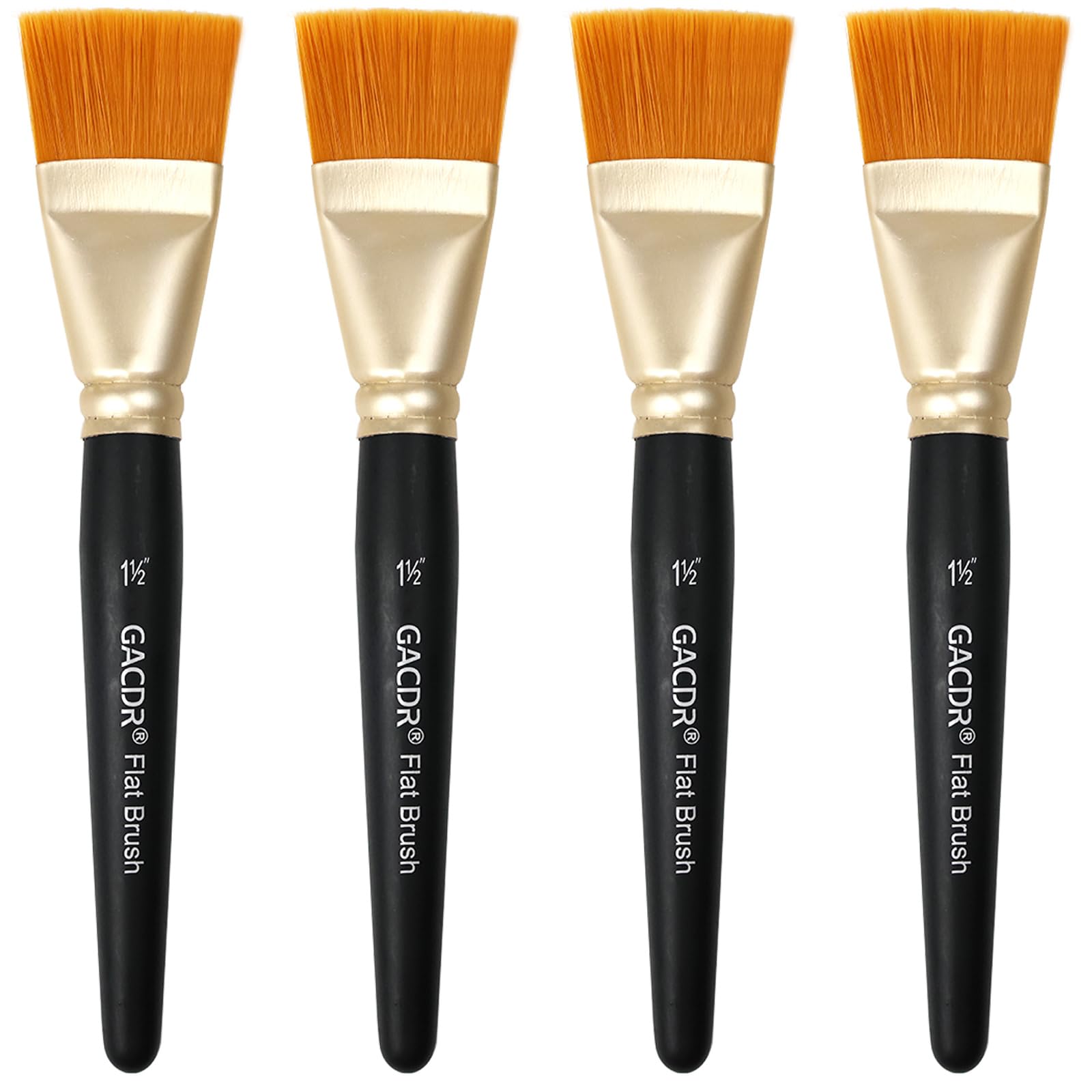 Photo 1 of 1 1/2 inch Flat Paint Brushes for Acrylic Painting,4 Pieces 38mm Large Craft Basecoating PaintBrushes with Wooden Handle for Acrylic, Oil, Body, Facial mask Brushes