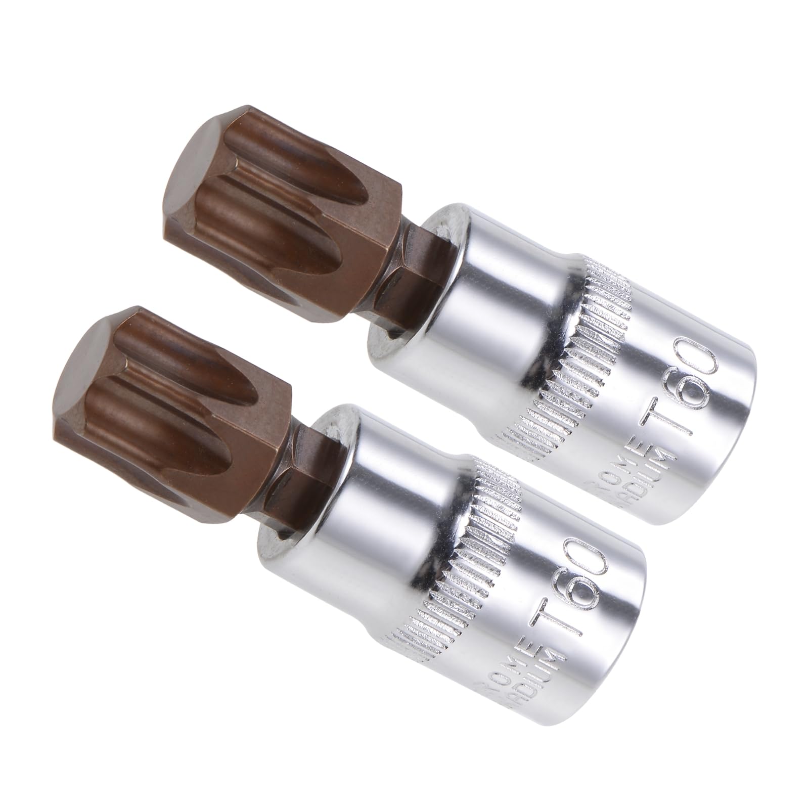 CoCud Torx Bit Socket, Metric T60 Bit 3/8" Drive 1.5" Long, S2 Alloy Steel Heat Treated CR-V Socket - (Applications: for Fastener Application), 2-Pieces