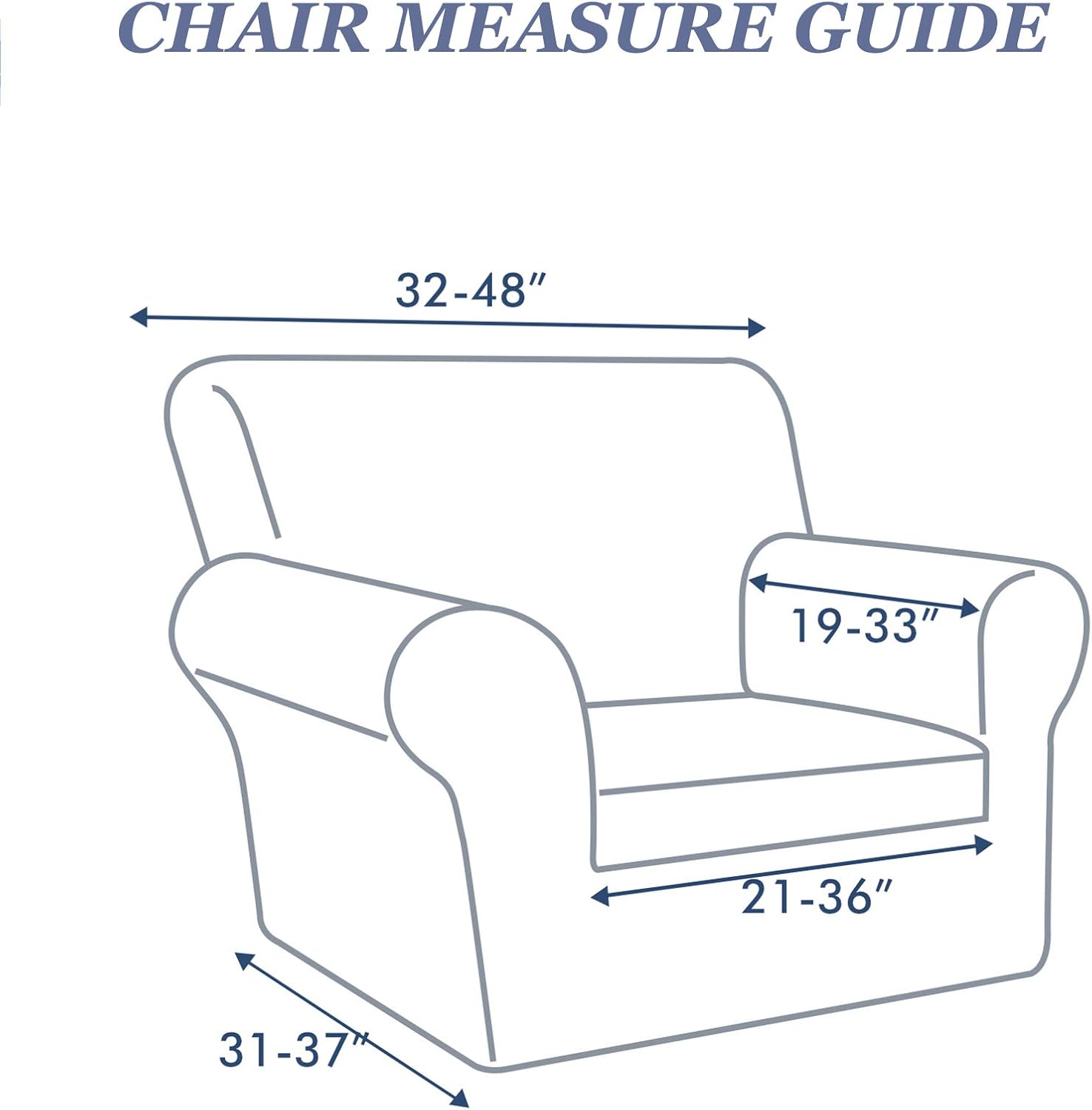hyha 2 Piece Stretch Chair Covers for Living Room - Soft Armchair Slipcovers for Separate Cushion Covers, Washable Furniture Covers, Chair Slipcover with Elastic Bottom for Pets (Armchair, Navy): Kitchen & Dining