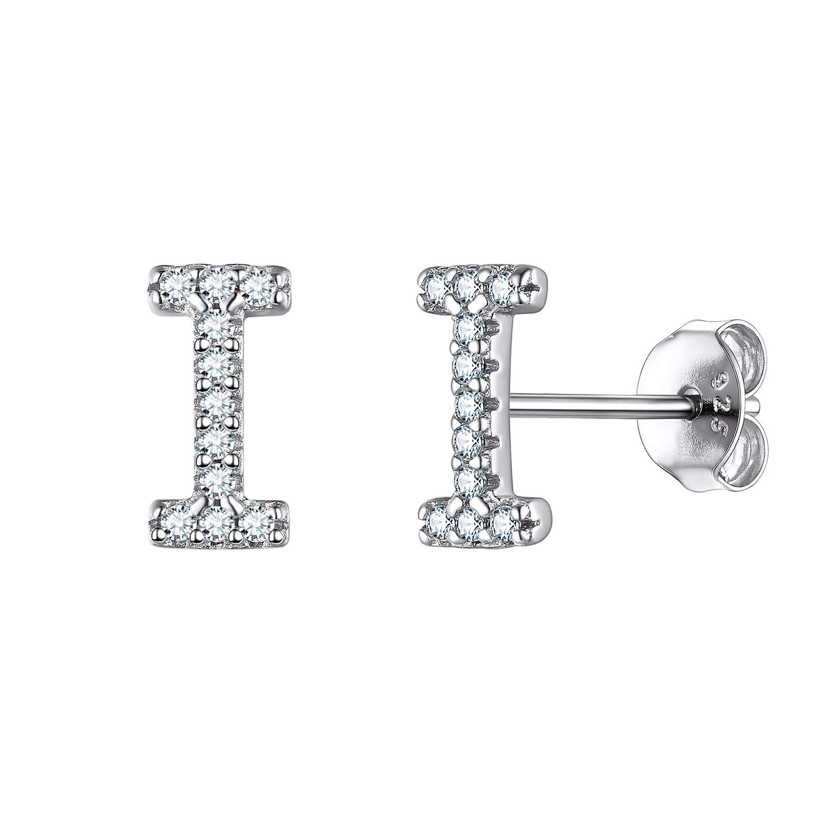 ChicSilver 925 Sterling Silver CZ Simulated Diamond Initial Stud Earrings Monogram Jewelry Dainty Cubic Zirconia Earrings Hypoallergenic