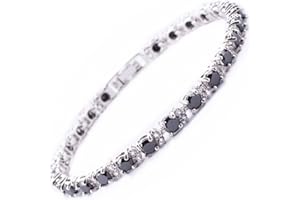 RIZILIA Round Multi-Color CZ Birthstone White Gold Plated Tennis Bracelet, 7"