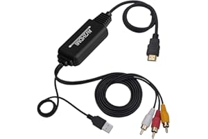 ANBER-TECH RCA to HDMI Converter, AV to HDMI Converter Cable Cord, 3RCA CVBS Composite Audio Video to 1080P HDMI Supporting PAL NTSC for PC Laptop Xbox PS3 PS4 TV STB VHS VCR Camera DVD Etc