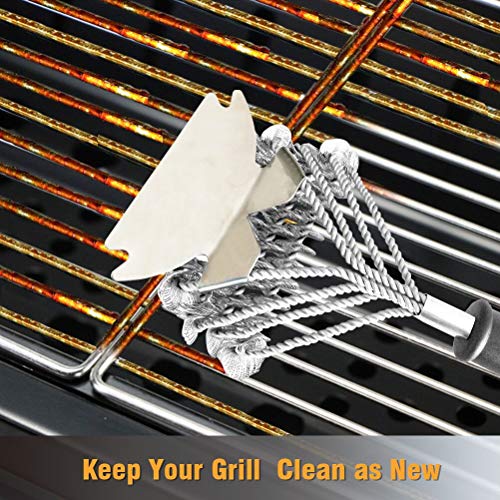 Grill Brush and Scraper Bristle Free - Faster Cleaning with 4 Helixes, Safe 18" Stainless Steel, BBQ Accessories, Easy Scrubbing for All Grill Grates & Griddles - Best Gifts for Grill Enthusiasts