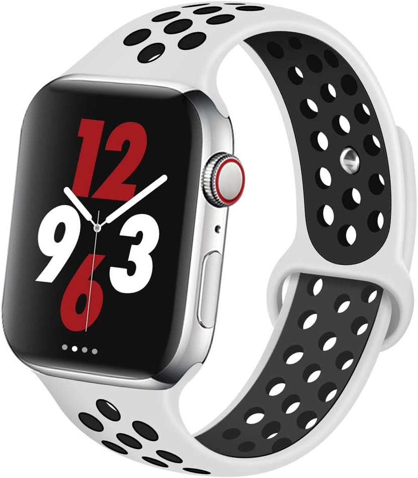 OriBear Compatible for Apple Watch Band 44mm 42mm, Breathable Sporty for iWatch Bands Series 5/4/3/2/1, Various styles and colors for Women and Men(S/M,Platinum black)