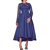 VERWIN Women's Black Long Sleeve Hollow Mid-Calf Maxi Dress - M, L, XL, XXL