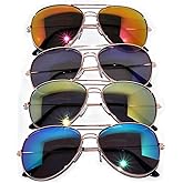 Classic Metal Aviator Sunglasses Mirror Lens Gold Color Frame 4 pairs Men Women