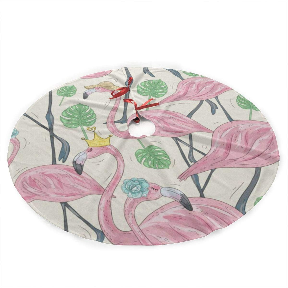 ACBULU Cute Tropical Flamingo 36 Inch Christmas Tree Skirt