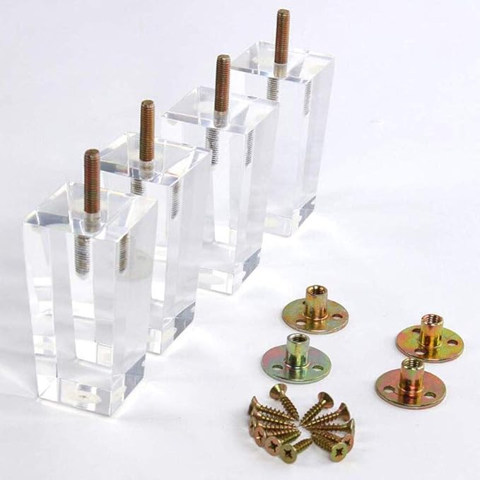 FMOGE Mbelfüe，Quadratische Sofabeine, Transparente Acrylmöbelbeine