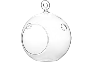 WGVI WGV Hanging Terrarium Globe, Width 4", Height 4.75", DIY Air Planter, Clear Glass Round Vase, Candle Holder, Home Office Decor Orb, 1 Piece