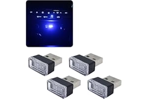 Miytsya 4 PCS USB-LED Car Interior Atmosphere Lamp, Night Led Decoration Mini USB Light, Ambient Lighting Kit, Charging for Interior Led Lights (Blue)