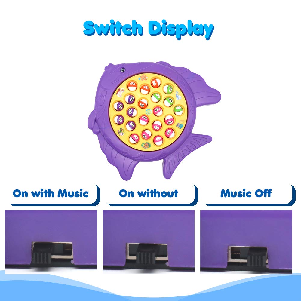 Fishing Game Toy, Electronic Rotating Music Colorful Fish Board Game Play Set Educational Training Great Party Favors for Children Kids Toddles Boys Girls