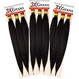 REALISTIC - Multi Pack Deals! Pre-stretched X-Pression 3X Ghana Braids unfolded 50" 100% Kanekalon Easy to Braid Itch Free (3-PACK, 1B) E613XG5-1B3