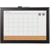 Quartet Combination Magnetic Whiteboard Calendar & Corkboard, 17" x 23" Combo Dry Erase White Board & Cork Bulletin Board, Pe