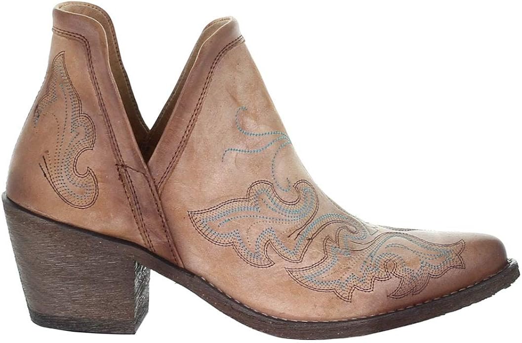 corral cognac embroidered bootie