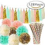 Paxcoo Mint Peach and Gold Party Decorations for Bridal Baby Shower