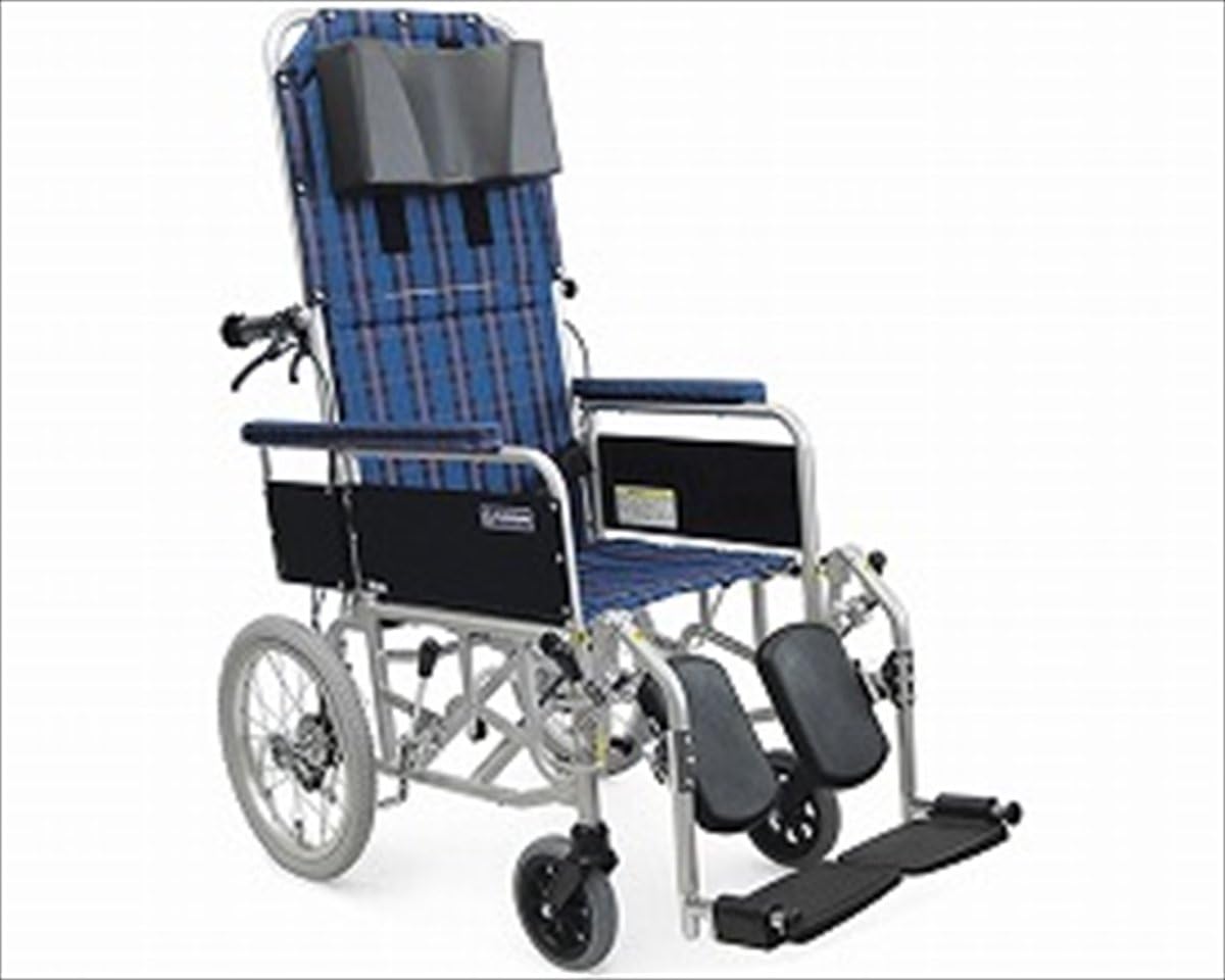 Amazon 非課税 カワムラサイクル フルリクライニング車いす 着脱式アームサポート仕様 介助用ブレーキ付 高床16インチ 紺チェック Rr53 Nb A3 介助専用 カワムラサイクル 介助用車いす