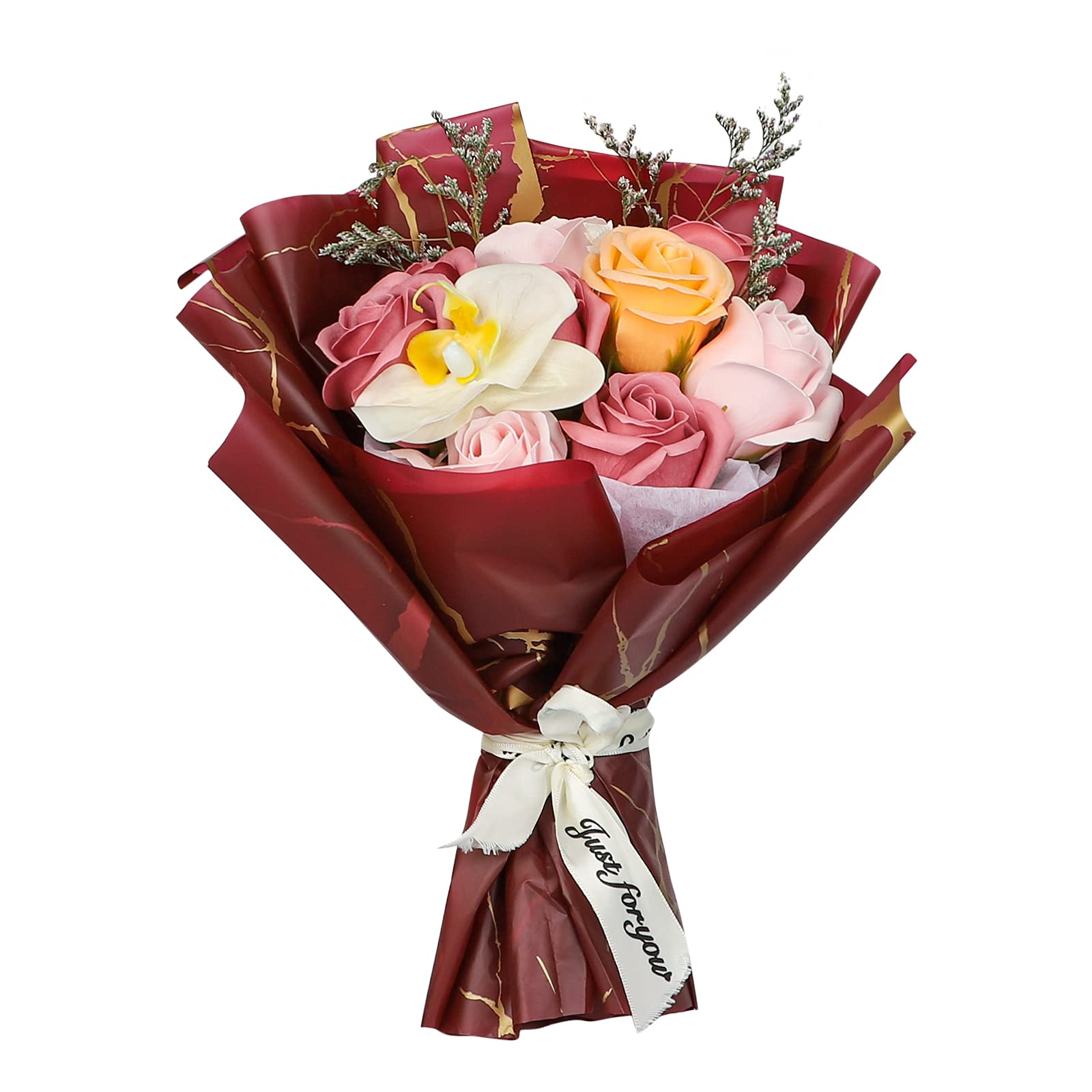 20 Pcs Flower Wrapping Paper Waterproof Matte Flower Packaging Paper Floral Bouquet Gift Packaging Supplies 22.5x22.5'', Gift Box Wrapping Paper, Pink, Wine Red, Beige