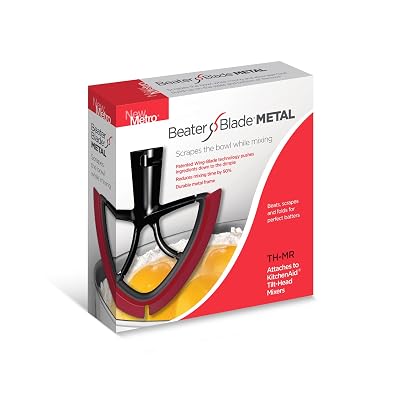 New Metro Design Beater Blade Metal TH-MR Compatible with KitchenAid 4.5-5 Qt Tilt-head Stand Mixer, Red