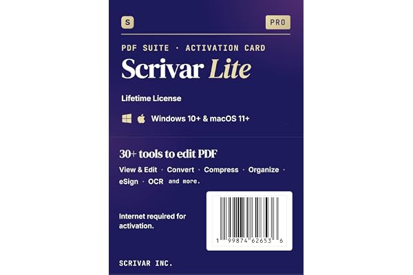 Scrivar PDF Suite Pro - Organize, Edit, Convert, Merge, eSign, OCR & 30+ tools | Web & Desktop based | Lifetime License