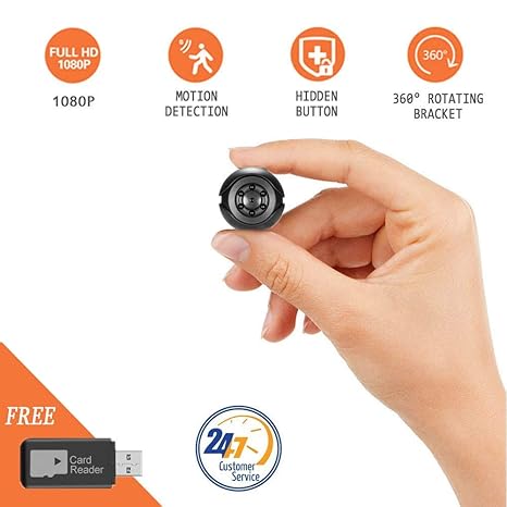 Yilutong 1080P Mini Kamera Tragbare Überwachungskamera, Mikro Nanny Cam mit Bewegungserkennung, Compact Sicherheit Kamera für