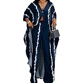 Women African 2 Piece Outfits Button V Neck Long Plus Size Split Caftans Wide Leg Pants Sets