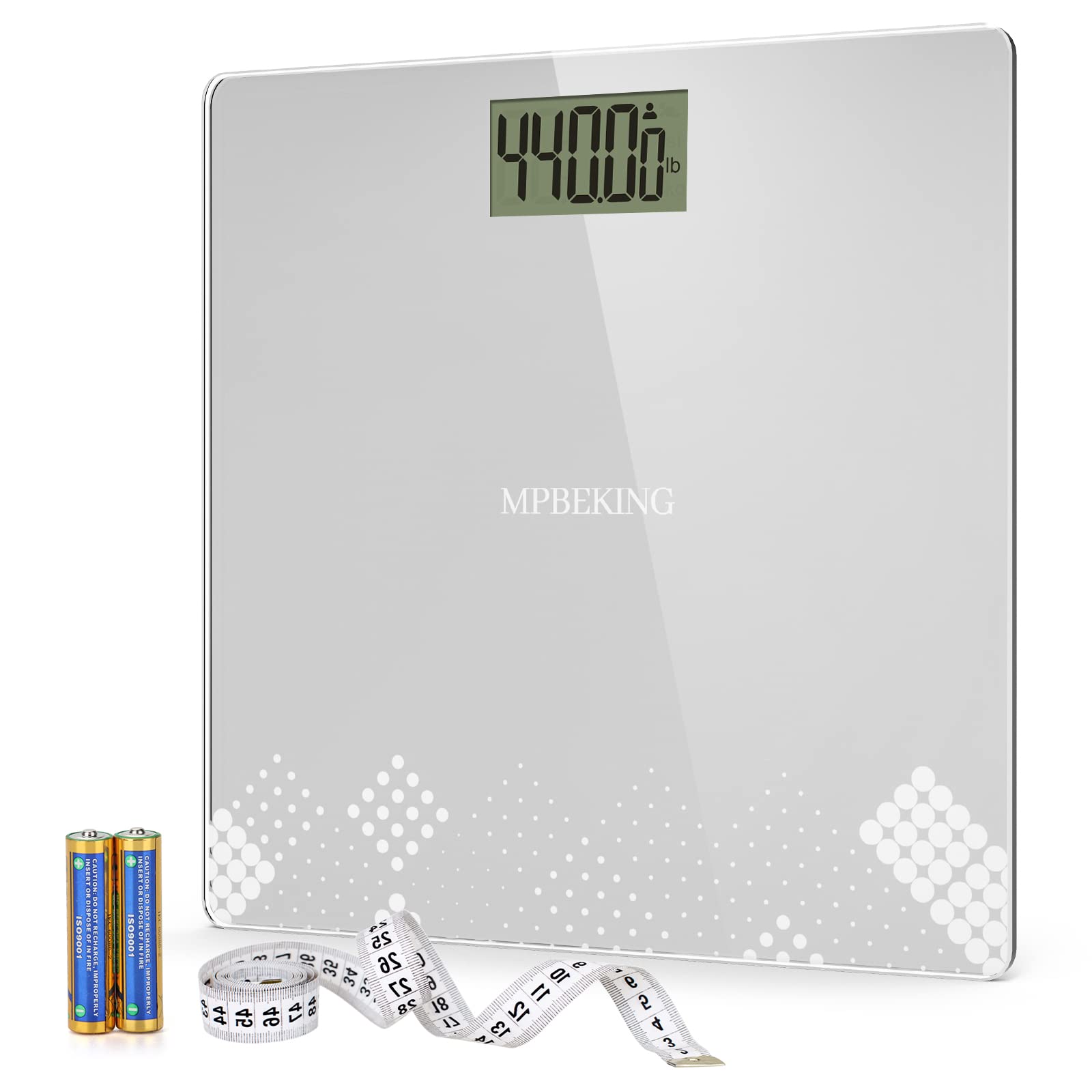 Scale for Body Weight 440lbs(200KG), MBEKING Bathroom Scale with Baby, Pet Mode Highly Accurate Extra Wide Smart Digital Scales Heavy Duty Weight Scale Includes Batteries(Grey)