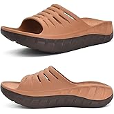 KuaiLu Mens Recovery Sandals Orthotic Arch Support Open Toe Sport Slides Thick Cushion Orthopedic Plantar Fasciitis Slip On Wide Width Summer Pool Beach Waterproof