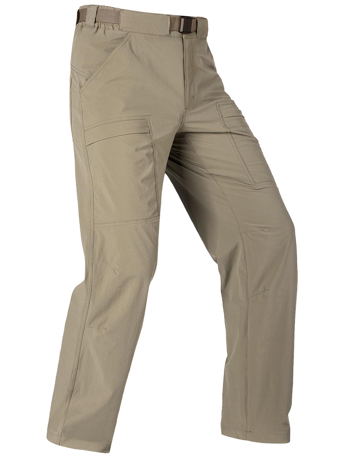 Photo 1 of FREE SOLDIER Men's Outdoor Cargo Hiking Pants with Belt Lightweight Waterproof Quick Dry Tactical Pants Nylon Spandex (Mud 32W/34L)