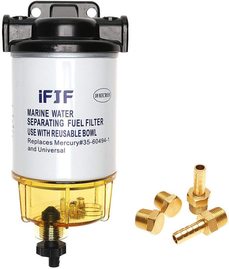 Aluminum Marine Fuel Water Separating Filter 3/8 Inch NPT Port for Outboard Motor Mercury 35