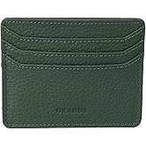 grande 3633 Genuine Leather Card Holder For Women and Men Super Slim Minimalist Small Snap Wallet (Green)