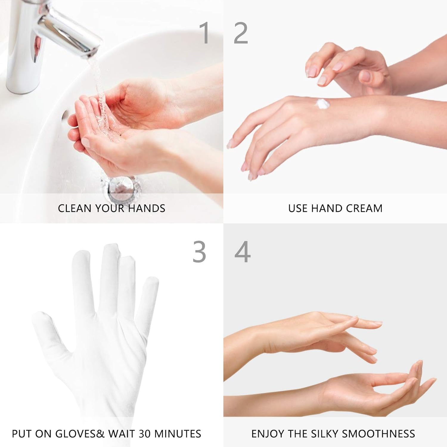 Occan White Cotton Hand Moisturizing Gloves Overnight for Men and Women, White Gloves for Moisturizing Hands, Eczema, Jewelry, Costume (6 Pairs) : Beauty