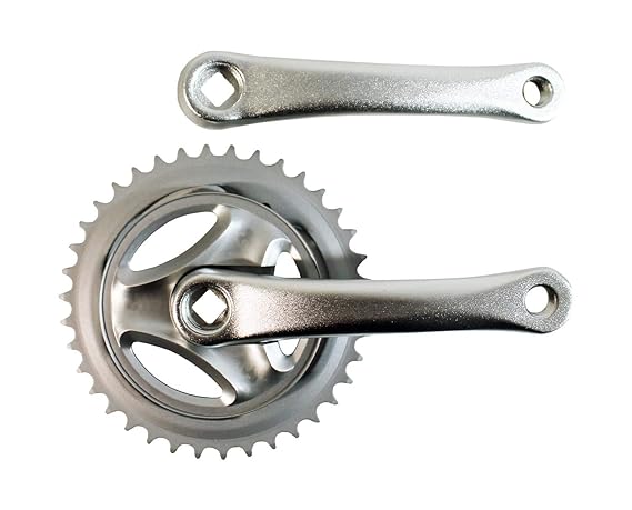 Fahrrad Kettenrad Kurbel Garnitur single 1 fach Alu 38 Zähne 152mm silber Antrieb