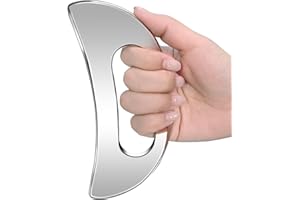 GLXPJU Gua Sha Massage Tool with Handle (Stainless Steel) ，Body Muscle Massage Scraper Tools，Larger Fascia Guasha Scraping Metal Tool for Back Neck Face Leg