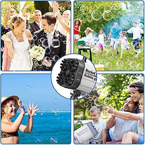 Bubble Machine Gun Upgrade 64 Holes Bubble Gun with 2 Bottles Bubble Solution, Bubbles Machine