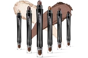 LUXAZA 6PCS Eyeshadow Stick Makeup Sets,Dark Brown Shimmer Eyeshaow Pencil, Long Lasting Metallic Eye Shadow,Eye Brightener Stick Pencil Crayon, A02-Taupe Mauve