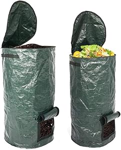 JAOCDOEN 2 Pack Organic Compost Bags 15 Gallon 34 Gallon Garden Compost Bins Reusable PE Waste Disposal Compost Bags for Kitchen Garden Yard