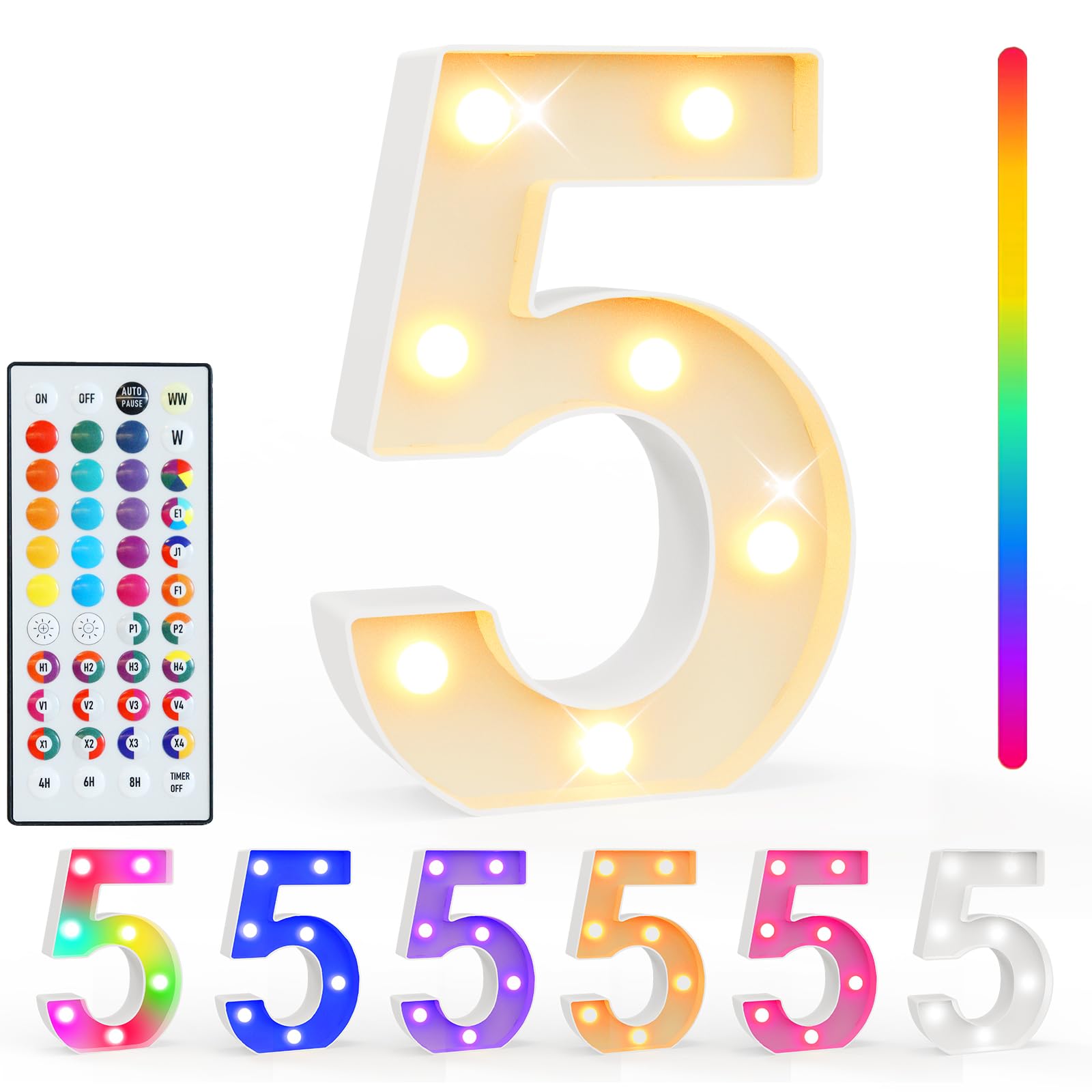Pooqla Colorful Lighted Numbers with Remote, 35