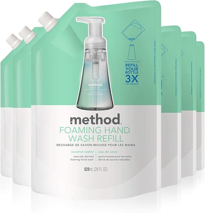 Method Foaming Hand Soap, Refill, Coconut Water, 28 Ounce, 6 Pack